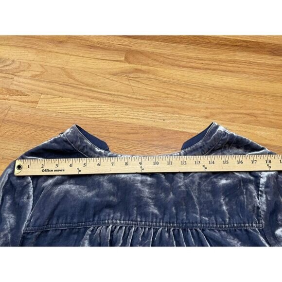 Anthropologie Melody Women's Dress Shift Mini Velvet Split Neck Boho M Blue - Picture 6 of 9